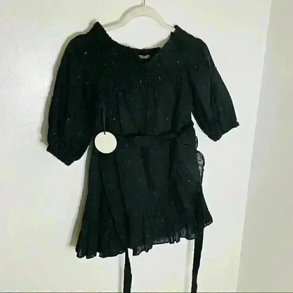 NEW Tularosa Maida Faux Wrap Ruffle Silver Dot and Black Dress Clubbing Party - Picture 7 of 7